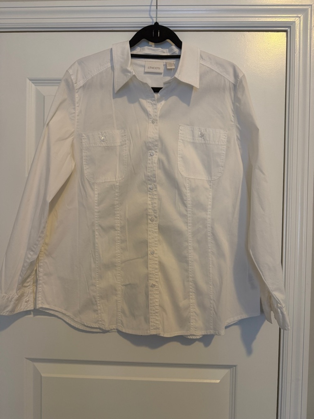 Chico's Classic White Button-Front Dress Shirt